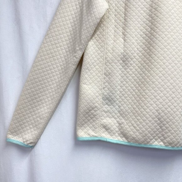 JNY-JONES NEW YORK Quilted Pullover Snap Mock Neck Sweatshirt Women Small Cream - Picture 12 of 16
